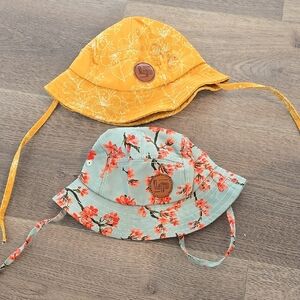 Floral Kids Sun Hat Set - Yellow and Green